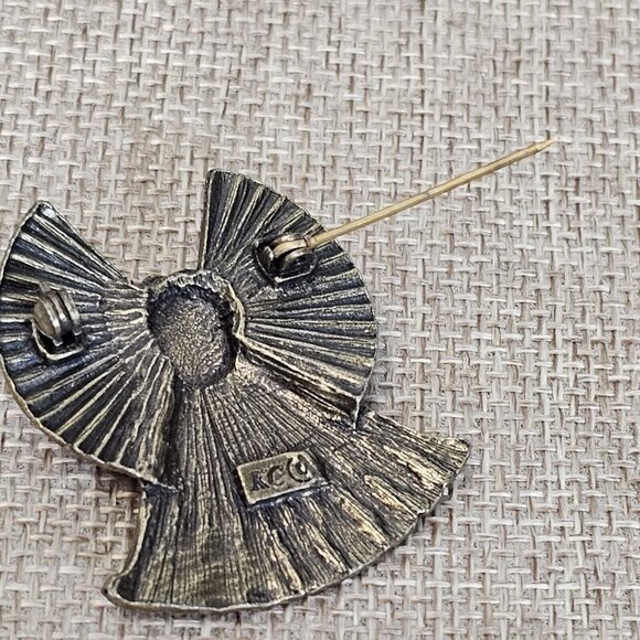 VTG Brooch Kenneth Cole Angel Pewter Silver Faux Topaz Birthstone Scorpio Pin - Picture 7 of 12